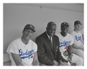 Jackie Robinson in Dugout - Colorized - Hints of Blue and Red