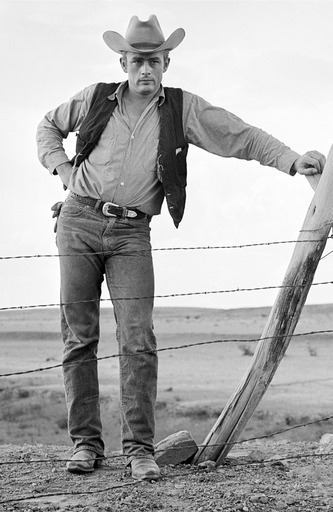 James Dean Leaning on Fence on the Set of "Giant"